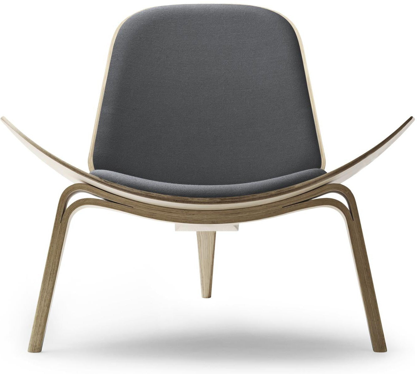 Silla de concha de Carl Hansen CH07, roble blanco engrasado/tela gris oscuro