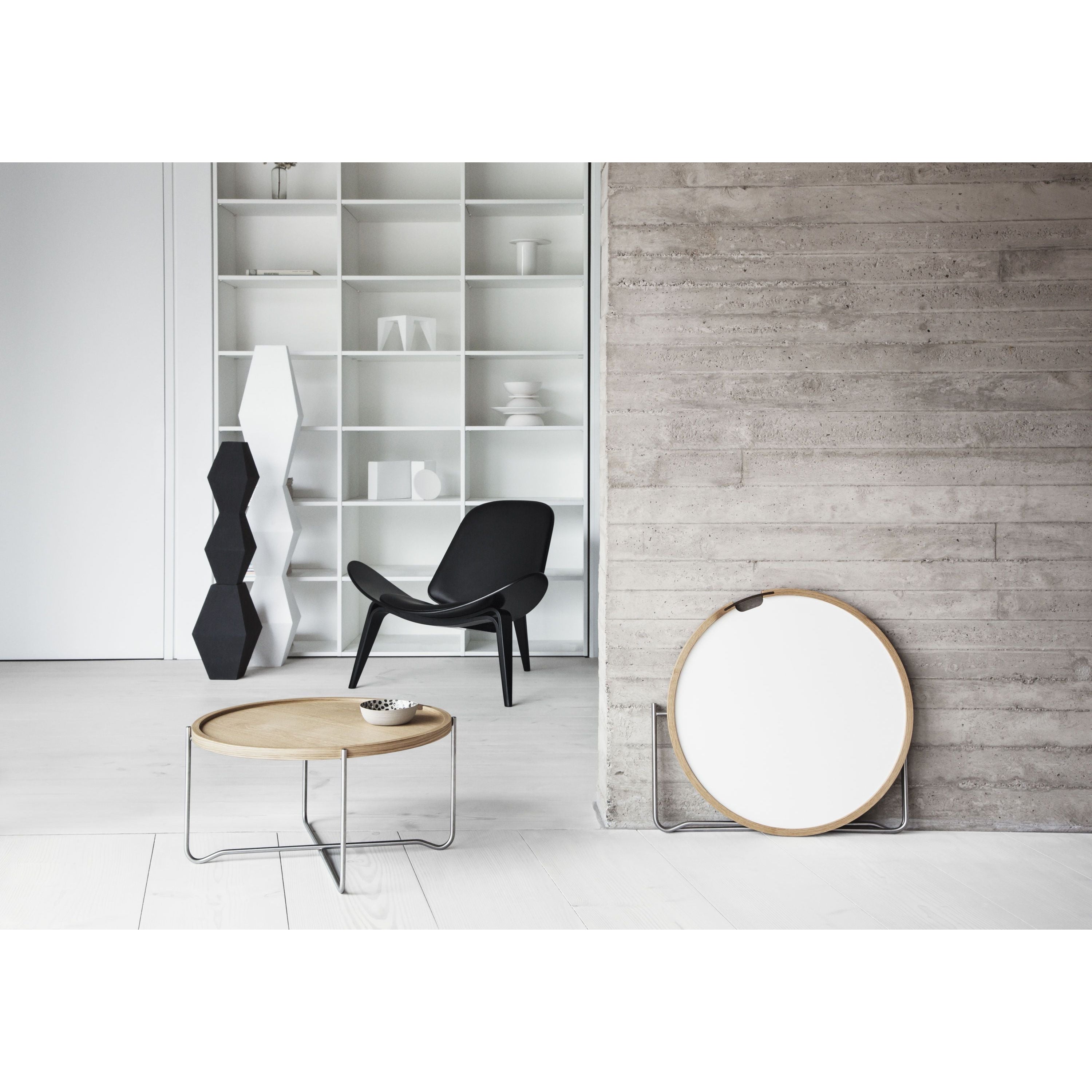 Carl Hansen Ch07 Shell Chair, White Oiled Oak/Dark Gray Fabric