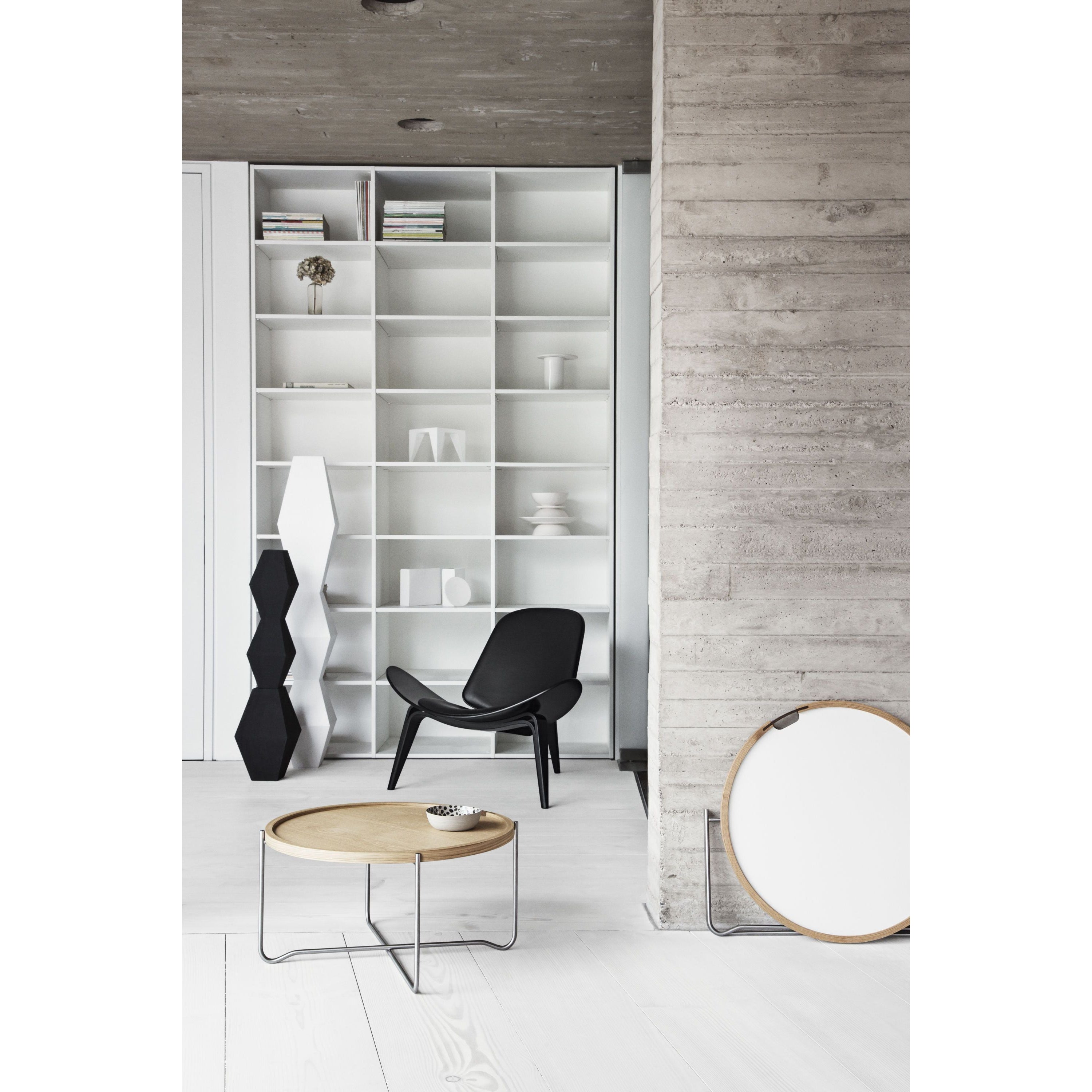 Carl Hansen CH07 Shell Caigh, chêne blanc huilé / tissu gris foncé