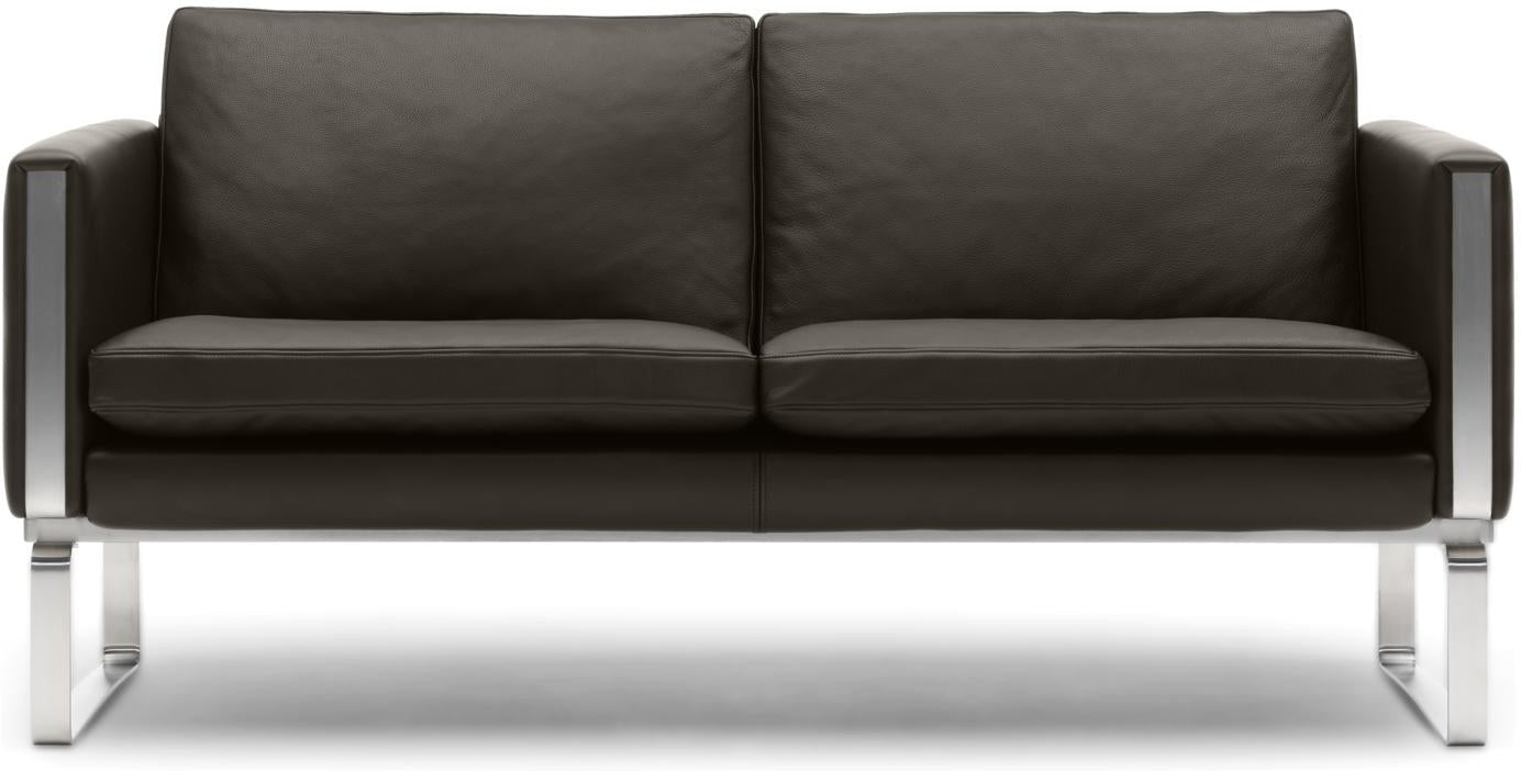 Carl Hansen Ch102 Sofa, Steel/Dark Brown Leather (Thor 306)