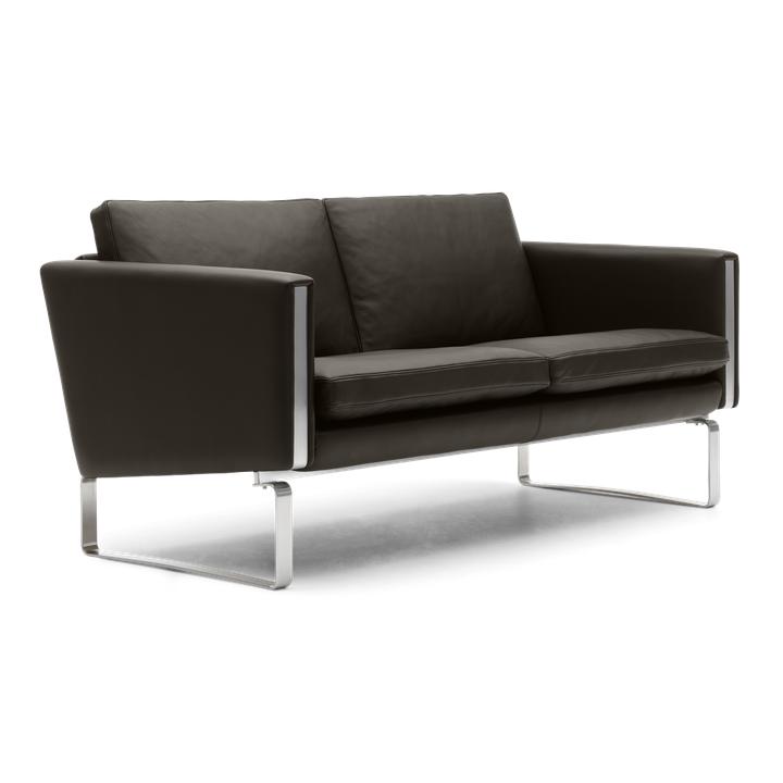 Carl Hansen CH102 soffa, stål/mörkbrunt läder (Thor 306)