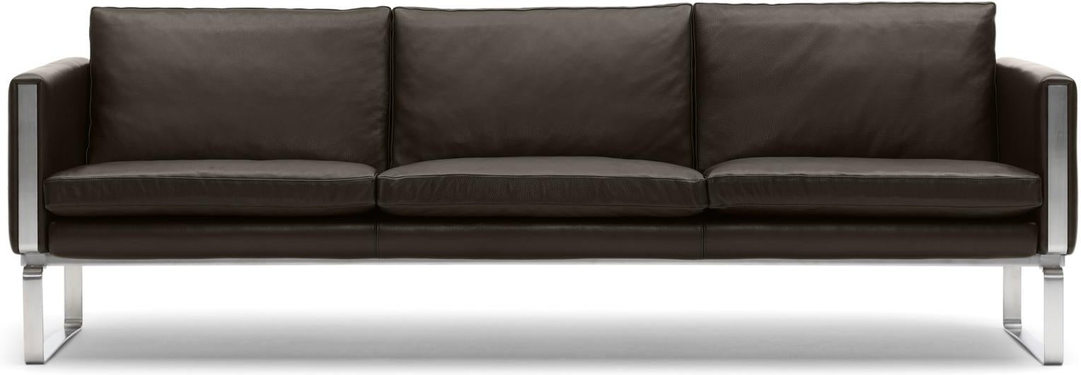 Carl Hansen CH103 Sofa, Stahl/dunkelbraunes Leder