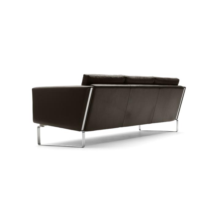 Carl Hansen, canapé Ch103, acier/cuir marron foncé