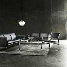 Carl Hansen CH103 Sofa, staal/donkerbruin leer