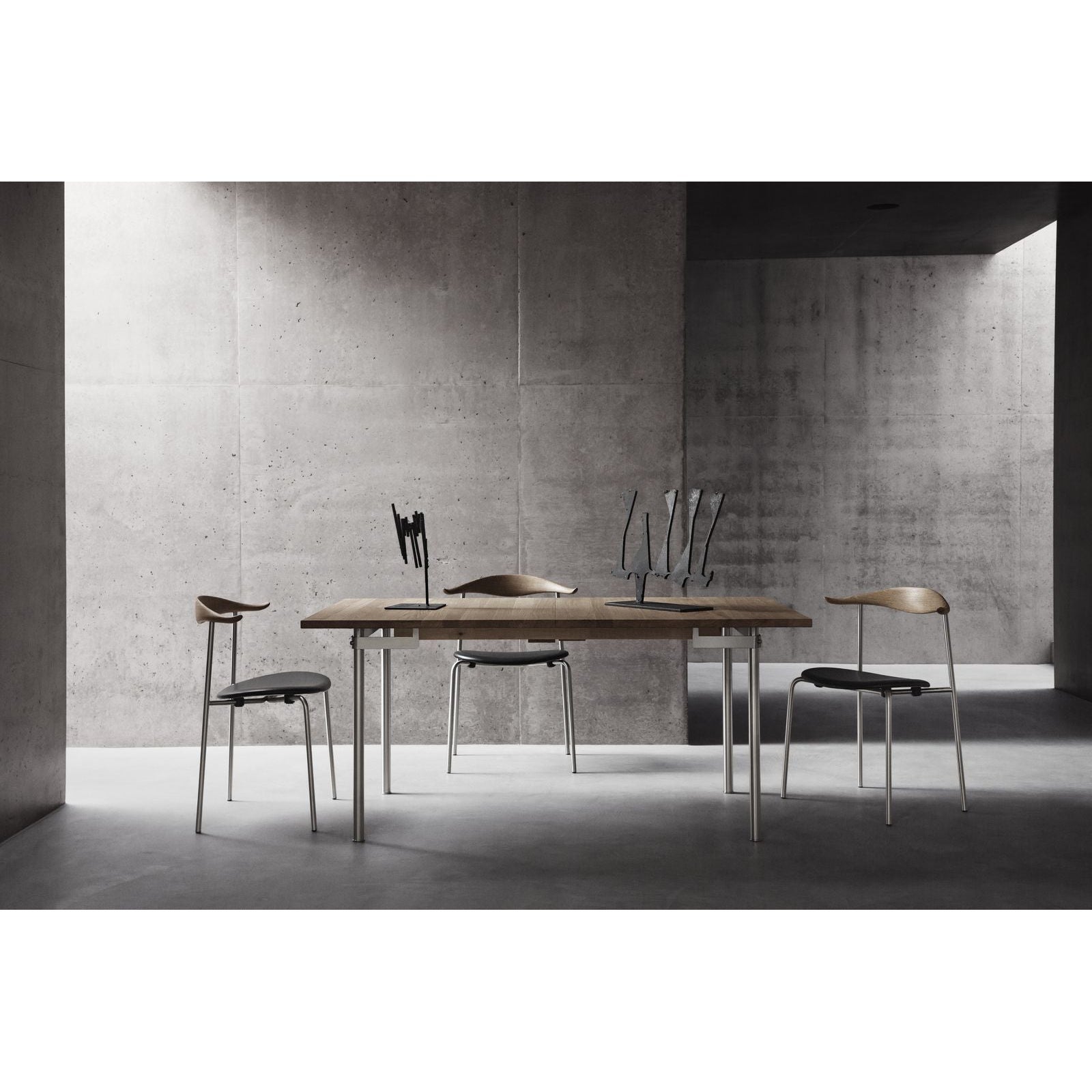 [product_category]-Carl Hansen Ch322 Dining Table Without Additional Top, Steel/Oiled Oak-Carl Hansen-5710954247813-CH322-stainlesssteel-oiledoak-wo-CAR-3