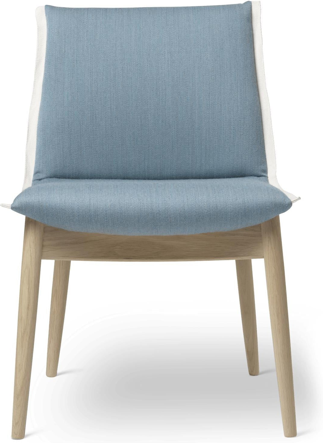 Silla de abrazo de Carl Hansen E004, roble blanco engrasado, tela azul claro