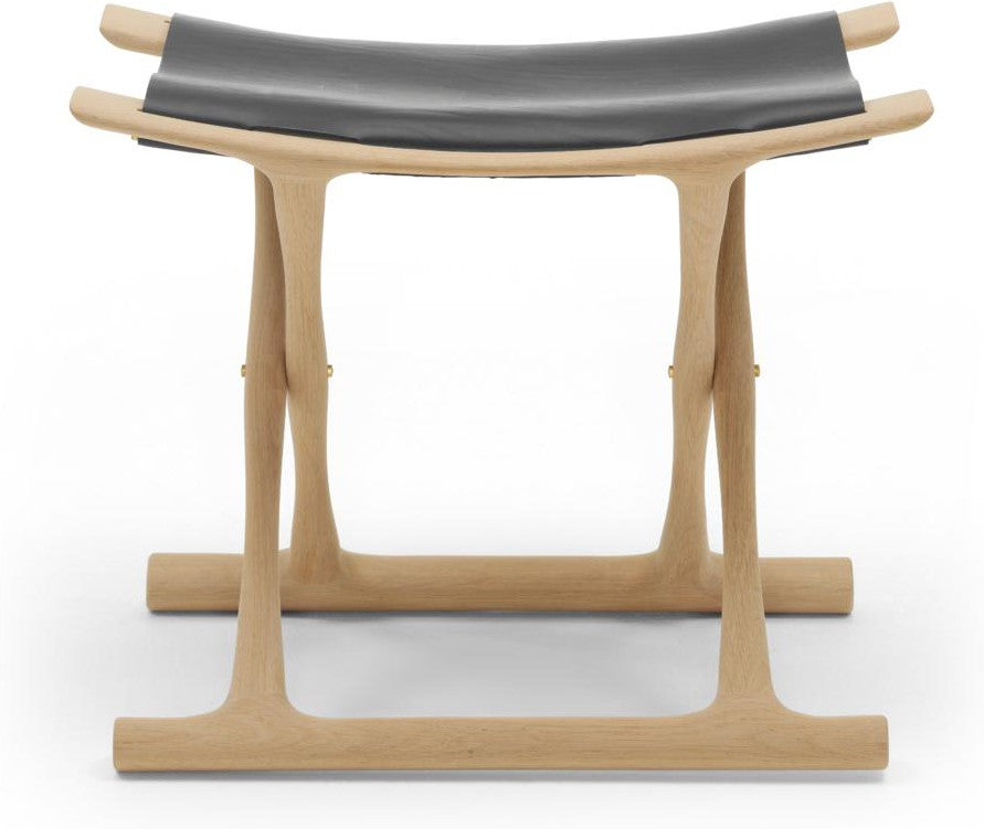 Carl Hansen Ow2000 Tabouret égyptien Chêne huilé/Cuir noir