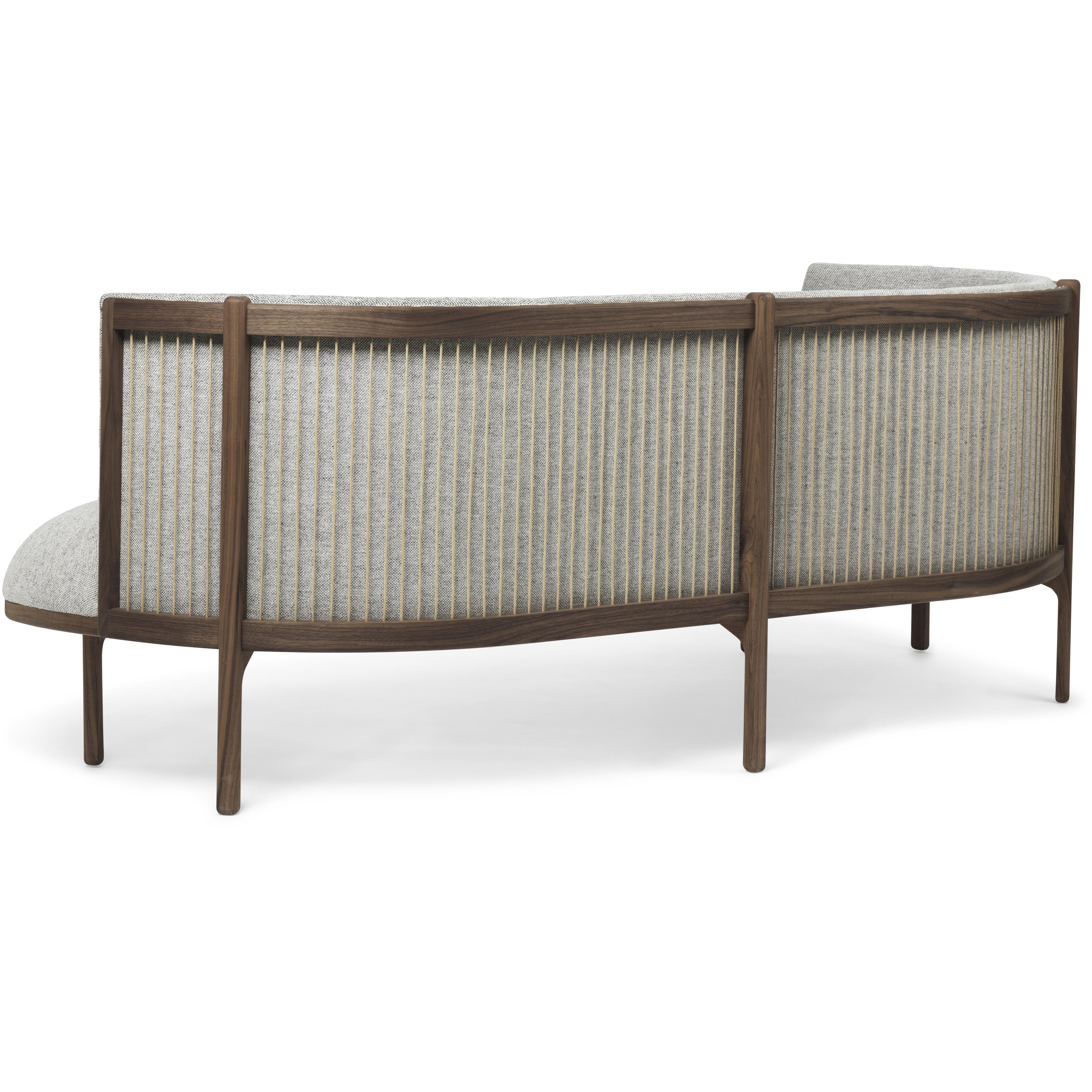 Carl Hansen RF1903 L Sidayways Sofa 3 -sæder forlod valnøddeolie/Hallingdal 116 Fabic, grå/naturlig brun