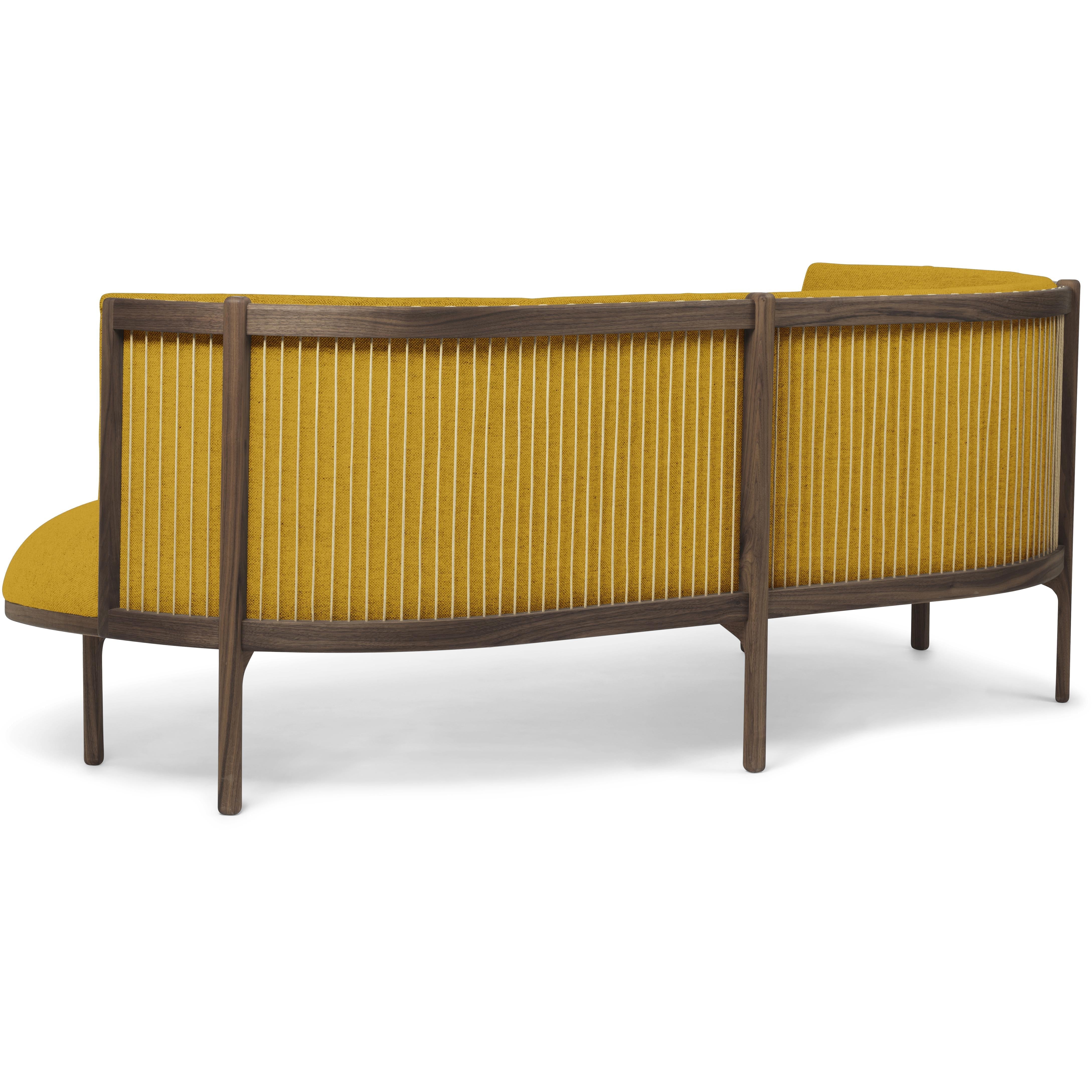 Carl Hansen Rf1903 L Sideways Sofa 3 Seeater Left Walnut Oil/Hallingdal 457 Fabric, Yellow/Natural Brown