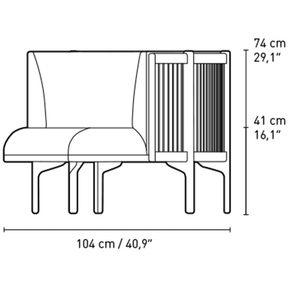 Carl Hansen RF1903 R seitlich Sofa 3 Sitzer rechts Walnussöl/Hallingdal 457 Fabic, Gelb/natürlich braun