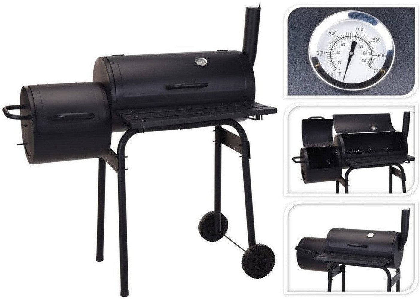 [product_category]-Coal Barbecue with Cover and Wheels Black (112 x 63 x 112 cm)-Bigbuy-S7902955-1