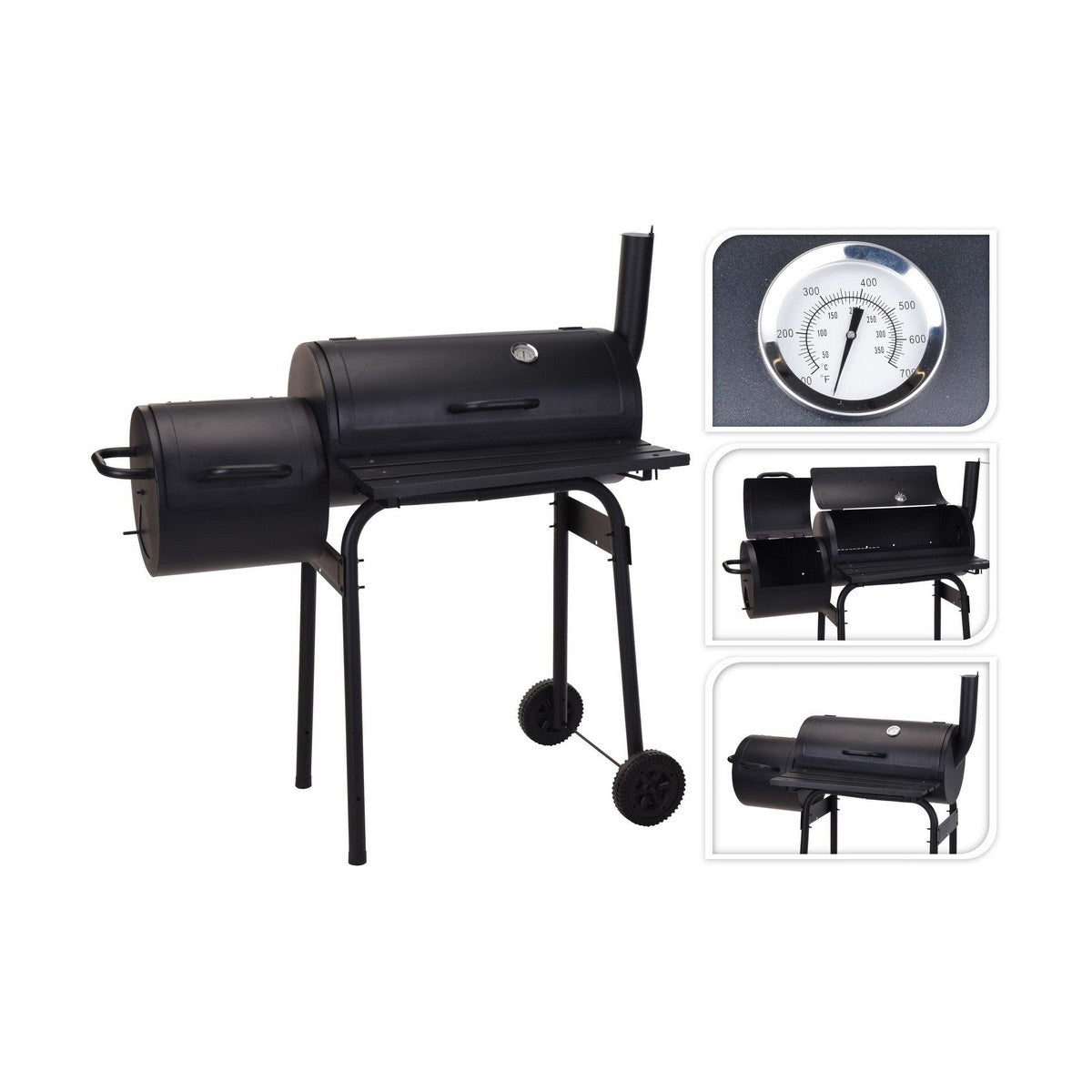 [product_category]-Coal Barbecue with Cover and Wheels Black (112 x 63 x 112 cm)-Bigbuy-S7902955-15