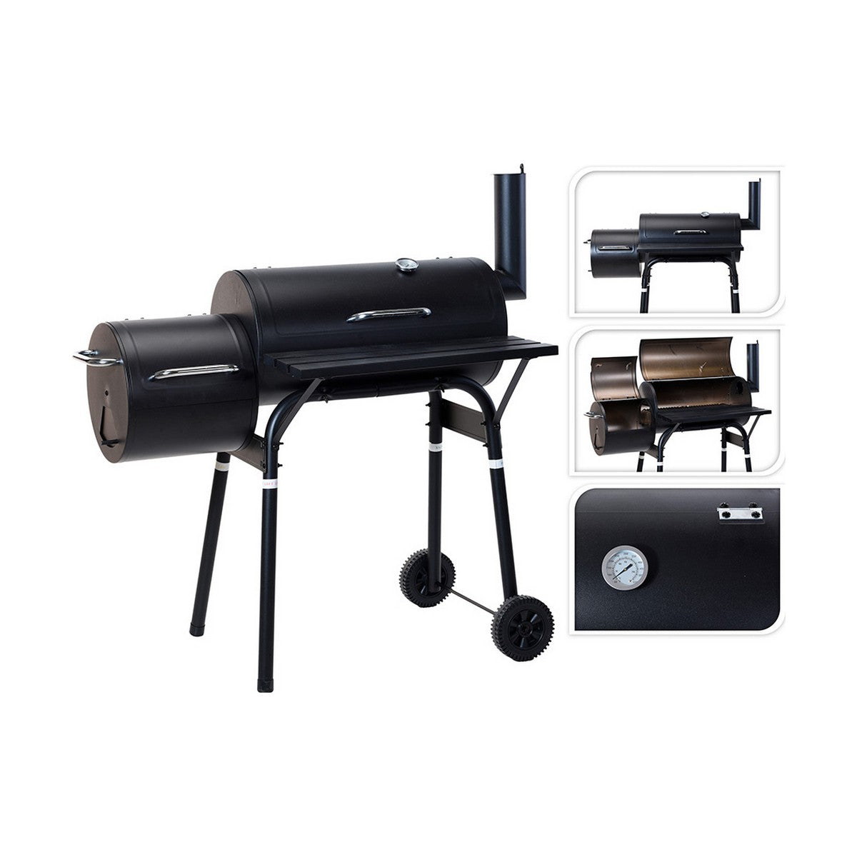 [product_category]-Coal Barbecue with Cover and Wheels Black (112 x 63 x 112 cm)-Bigbuy-S7902955-3