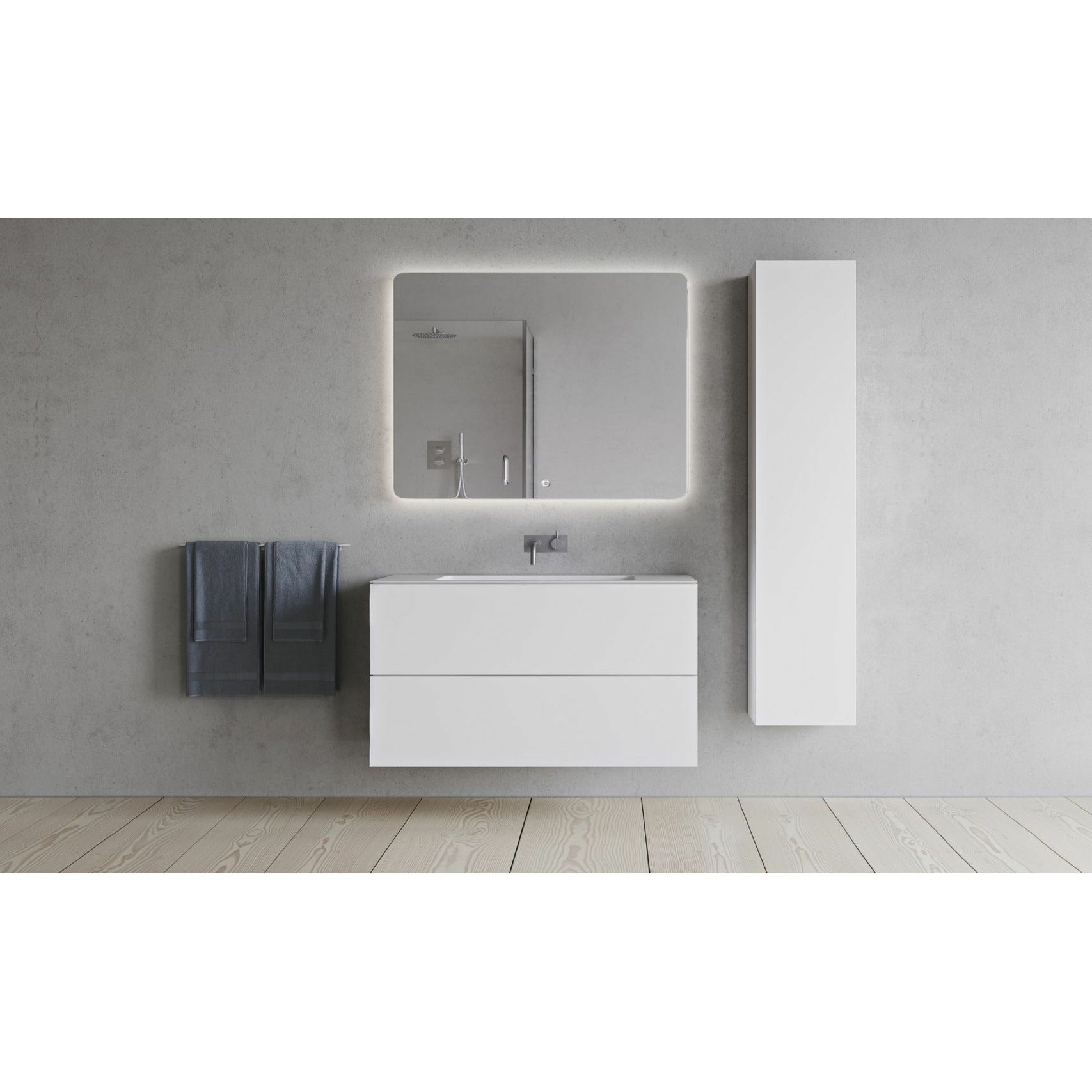 Copenhagen Bath SQ2 Doble gabinete con lavado central, L100 cm