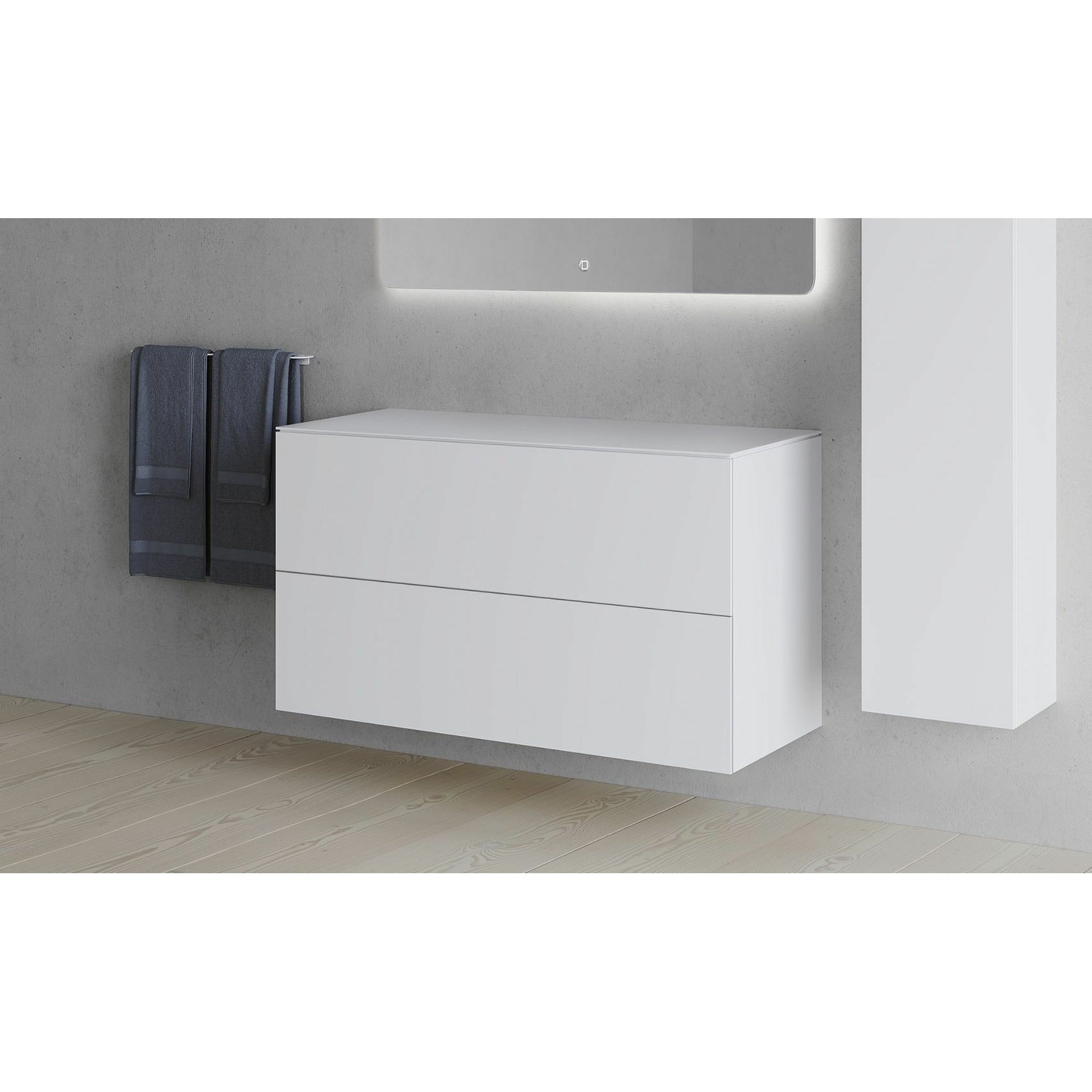 Copenhague Bath SQ2 Doble gabinete con encimera, L100 cm