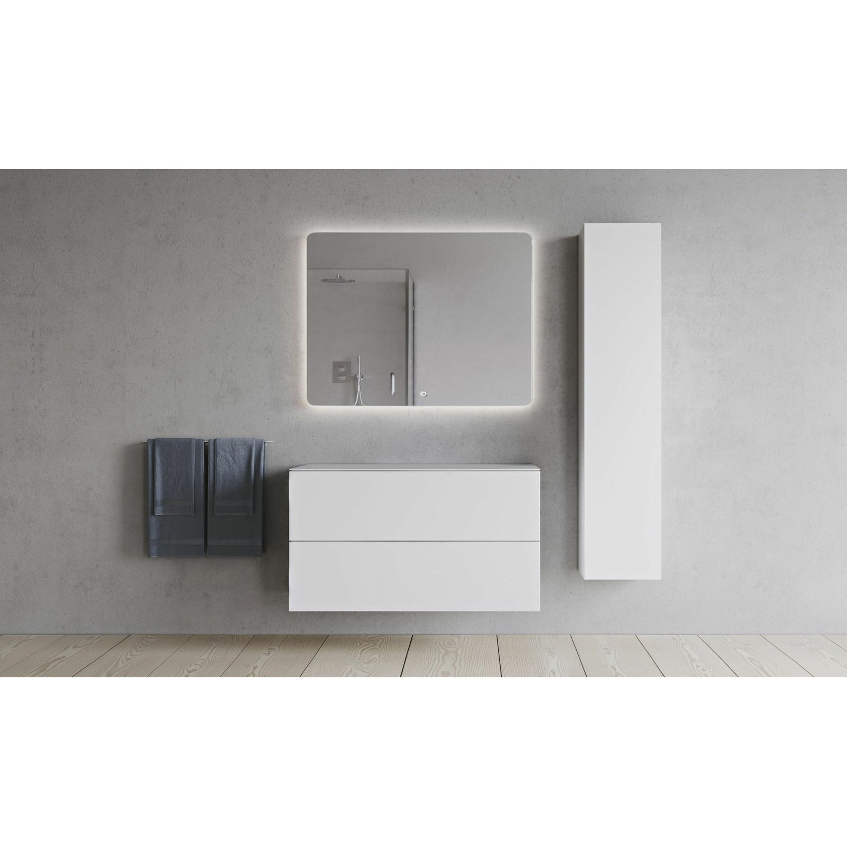 Copenhague Bath SQ2 Double armoire avec comptoir, L100 cm