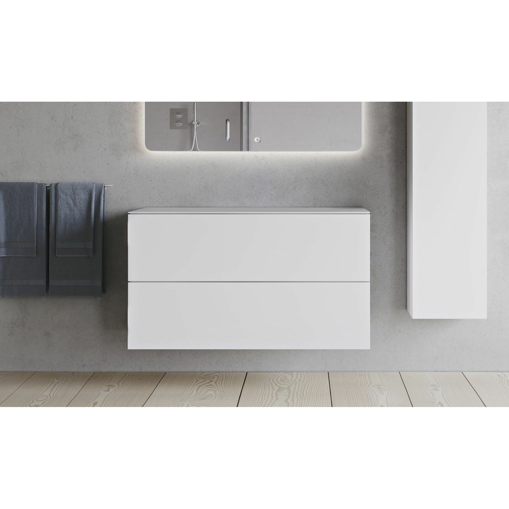 Copenhagen Bath Sq2 Double Cabinet With Countertop, L100 Cm