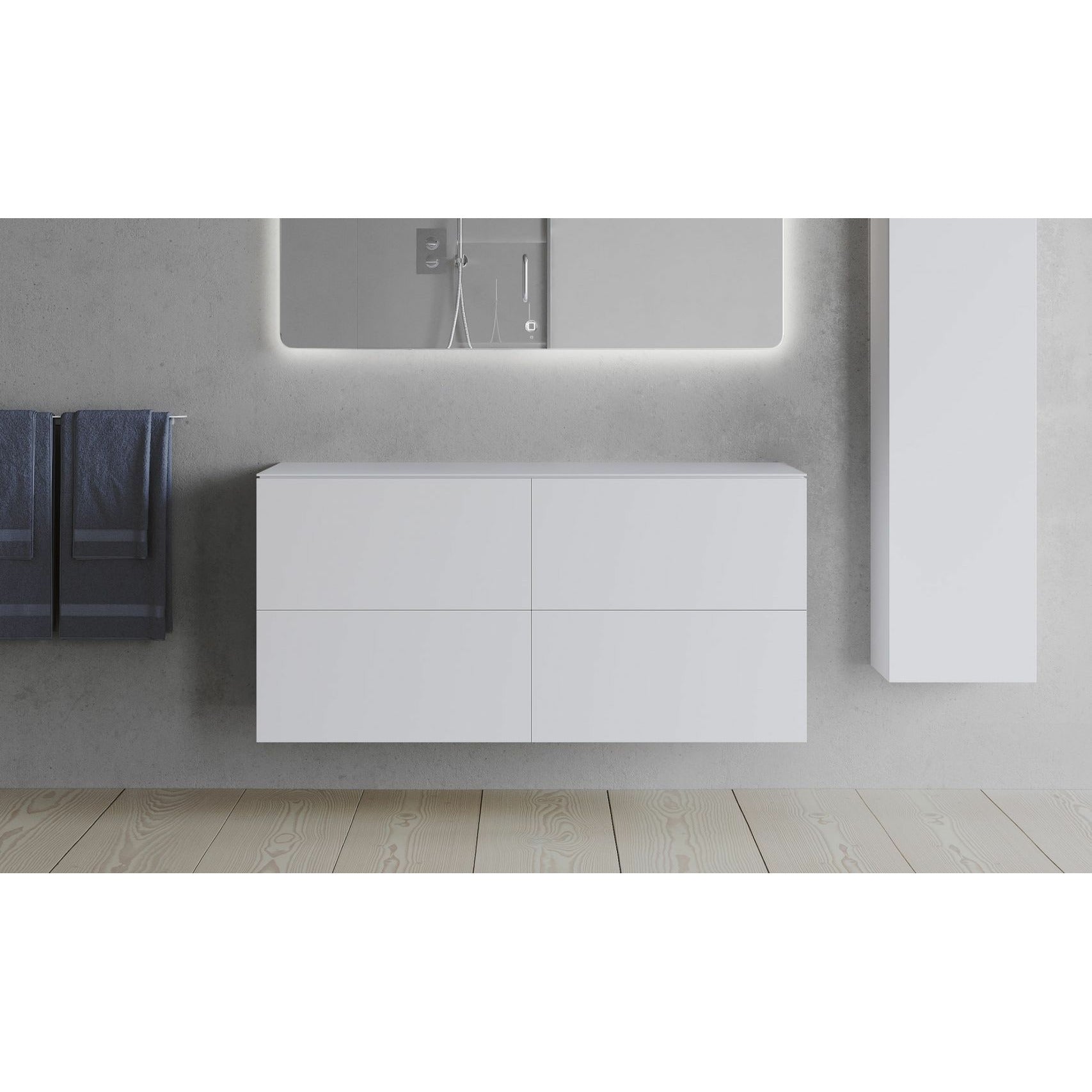 Copenhague Bath SQ2 Doble gabinete con encimera, L120 cm