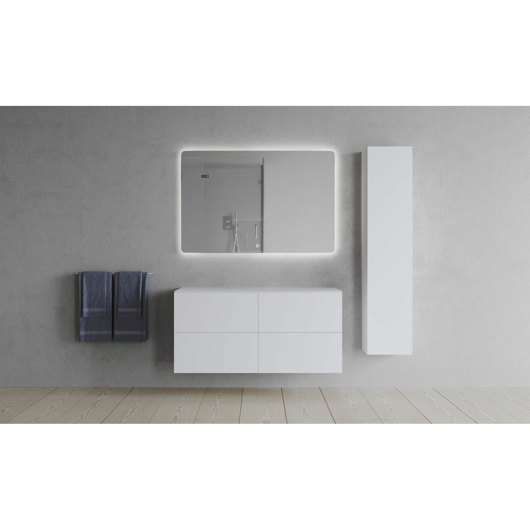 Copenhague Bath SQ2 Double armoire avec comptoir, L120 cm