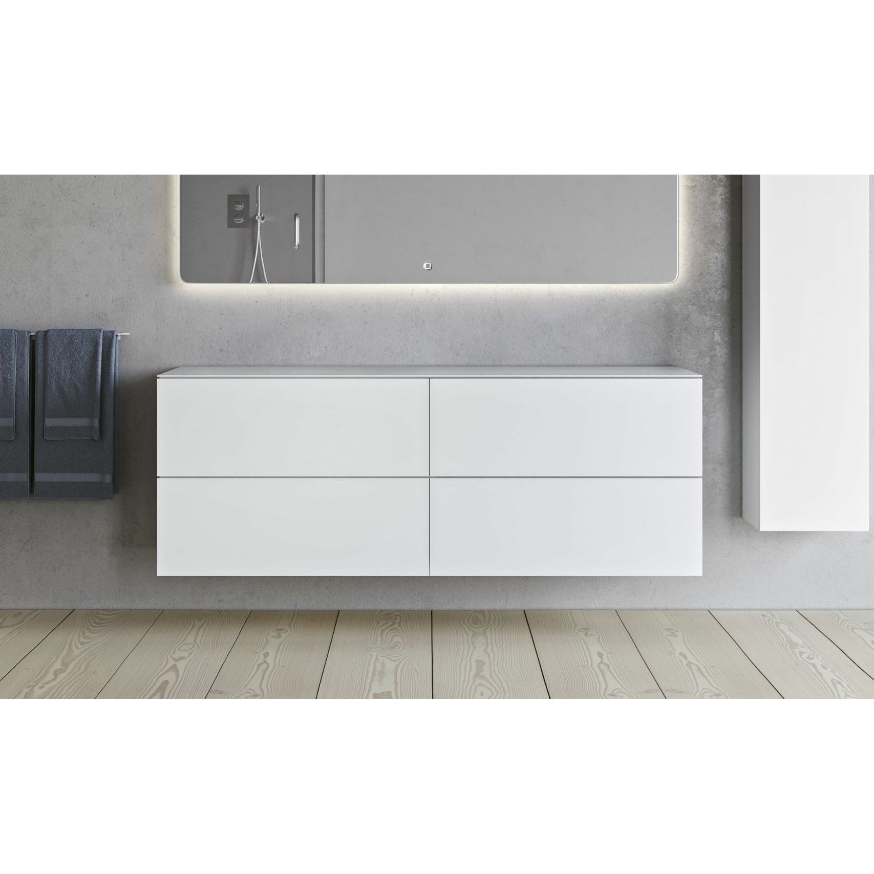 Copenhague Bath SQ2 Doble gabinete con encimera, L160 cm