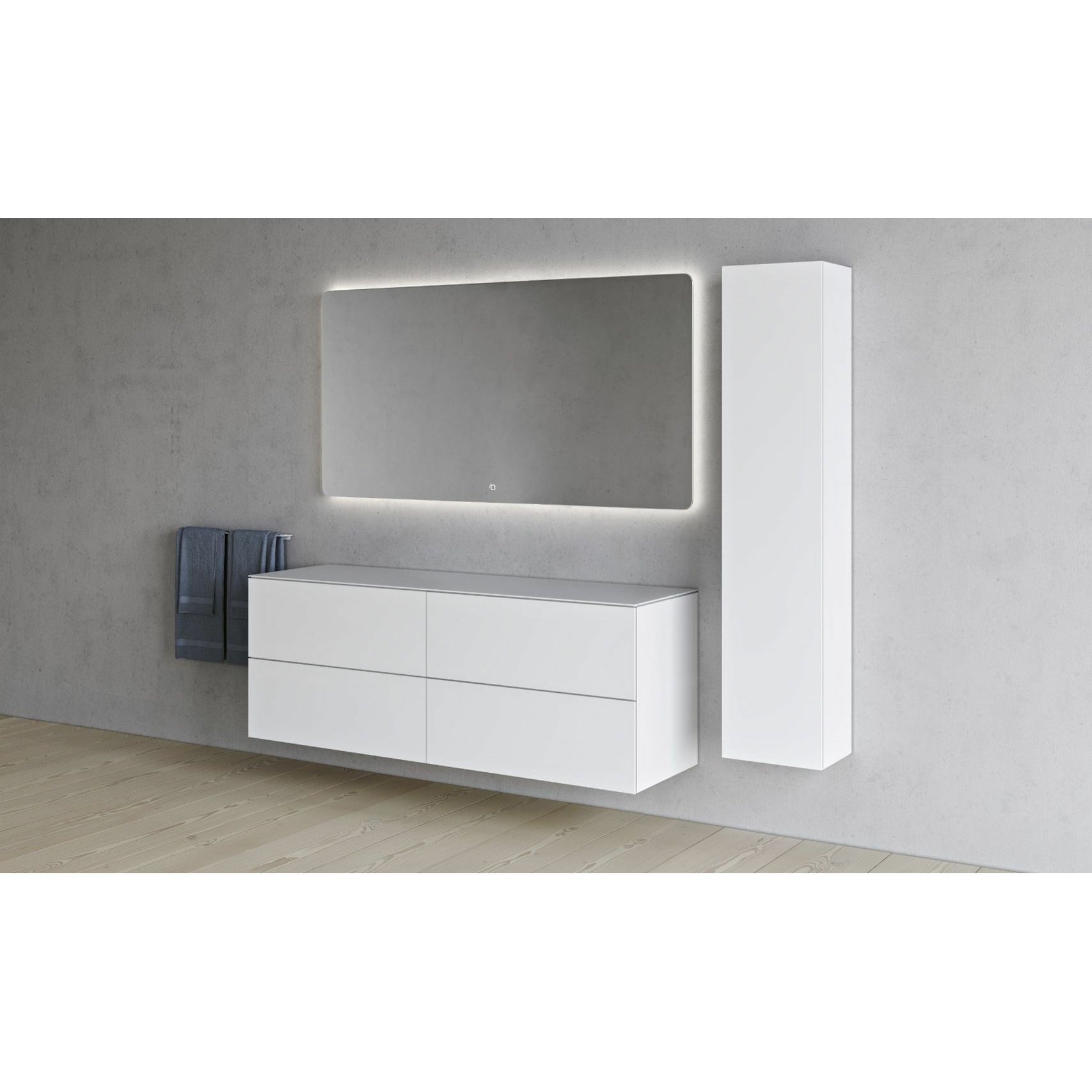 Copenhagen Bath Sq2 Double Cabinet With Countertop, L160 Cm