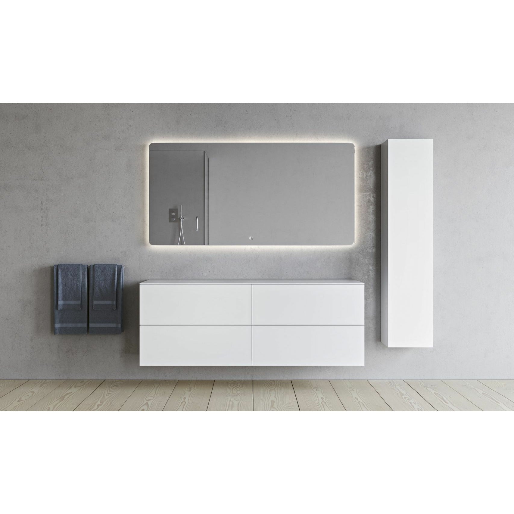 Copenhague Bath SQ2 Double armoire avec comptoir, L160 cm