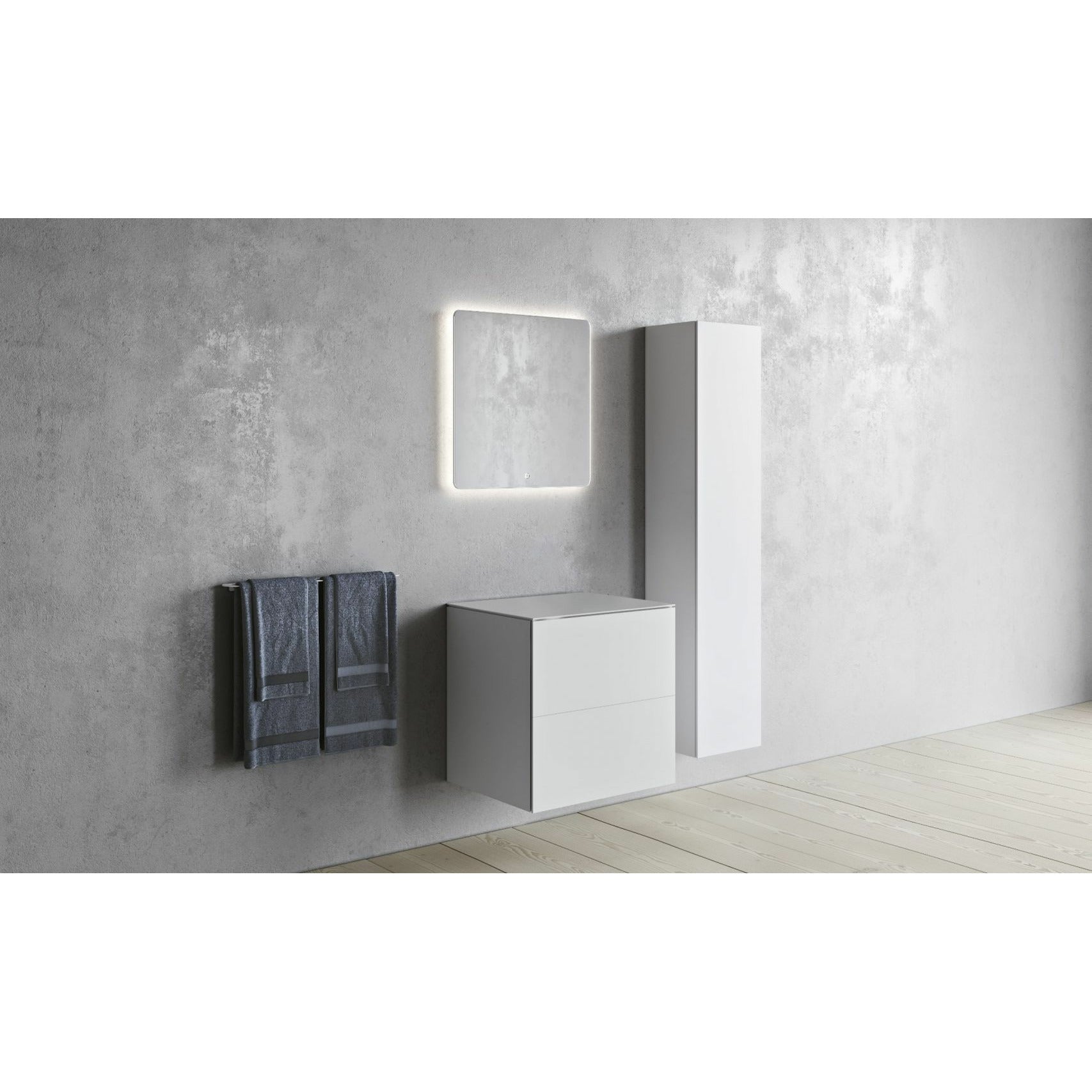 Copenhague Bath SQ2 Doble gabinete con encimera, L60 cm