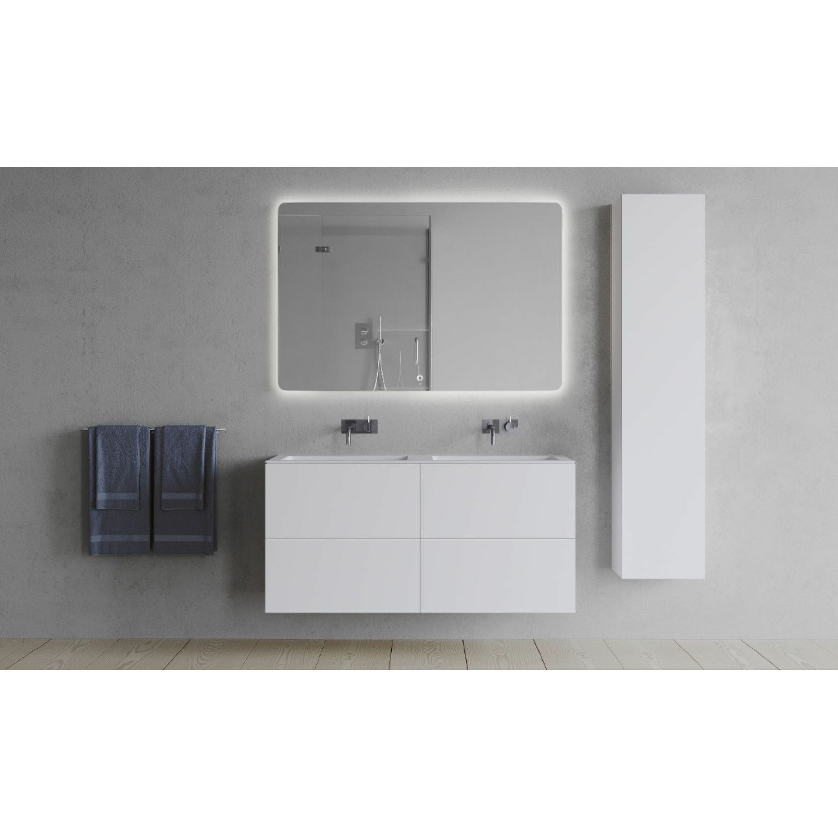 Copenhagen Bath Sq2 Double Cabinet With Double Washing, L120 Cm