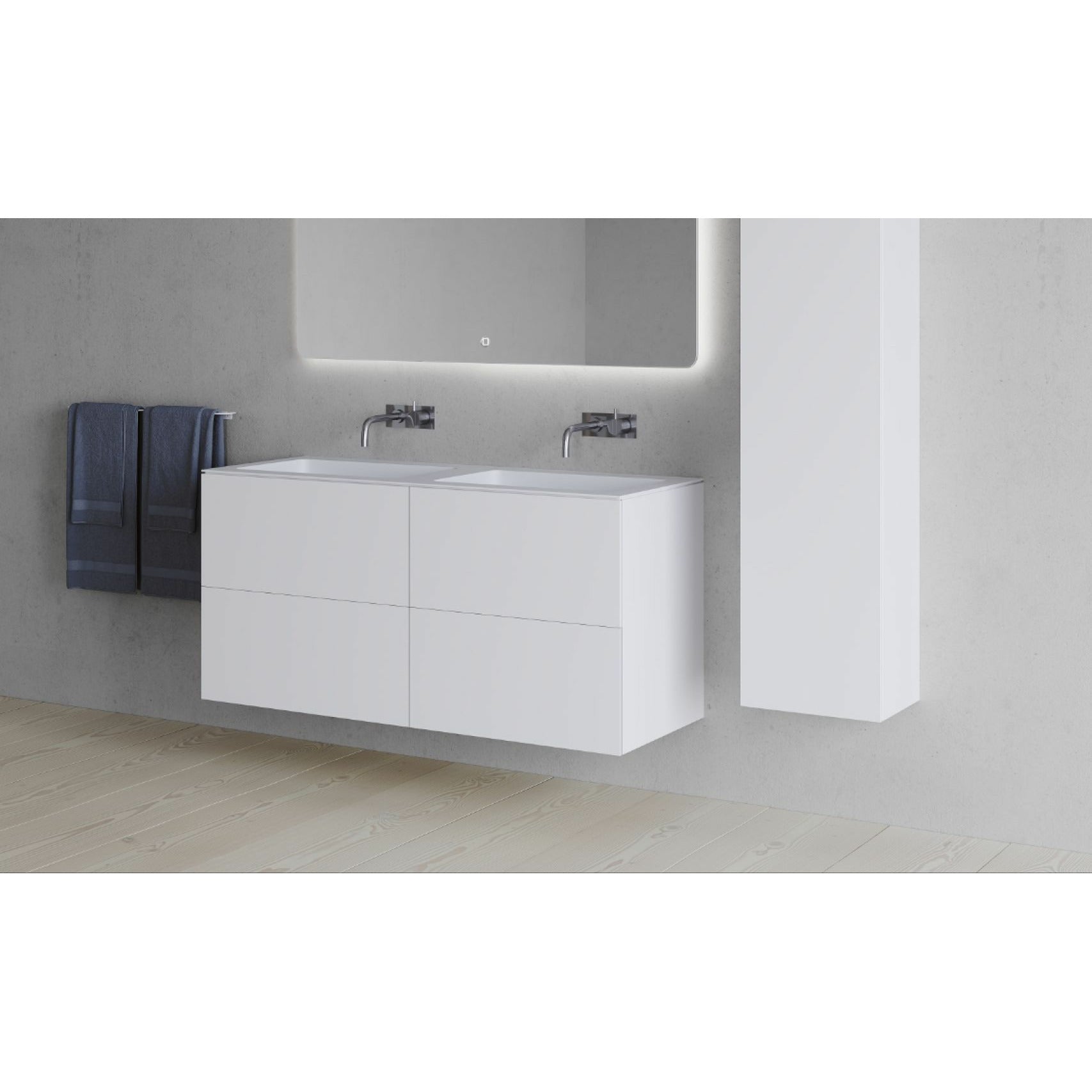 Copenhague Bath SQ2 Double armoire avec double lavage, L120 cm