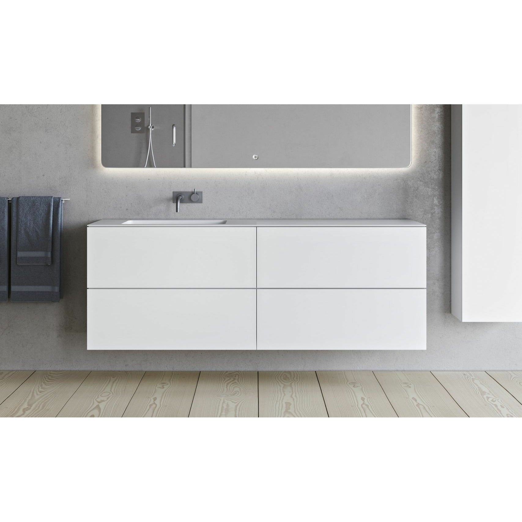 Copenhagen Bath Sq2 Double Cabinet With Left Sink, L160 Cm