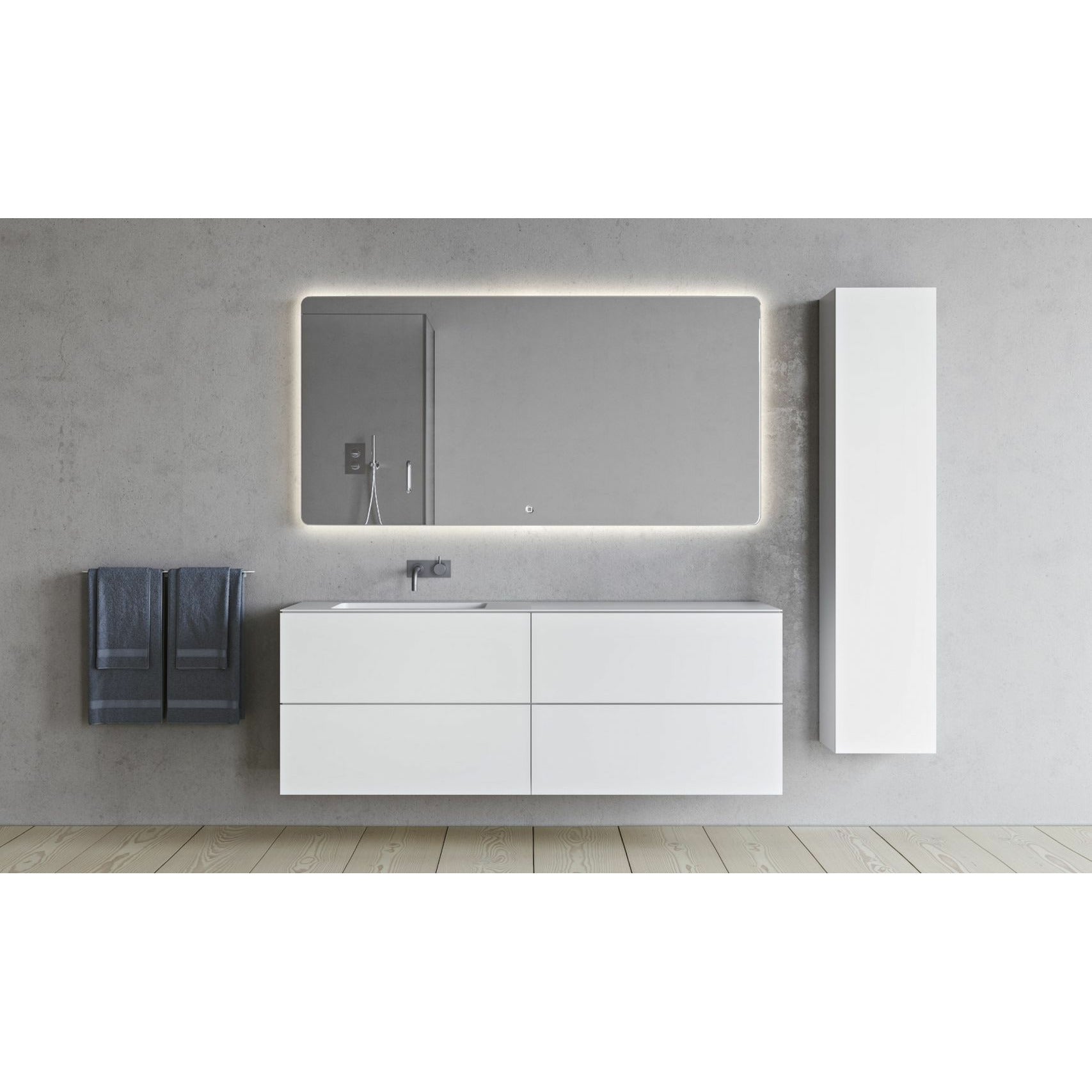 Copenhague Bath SQ2 Doble gabinete con fregadero izquierdo, L160 cm