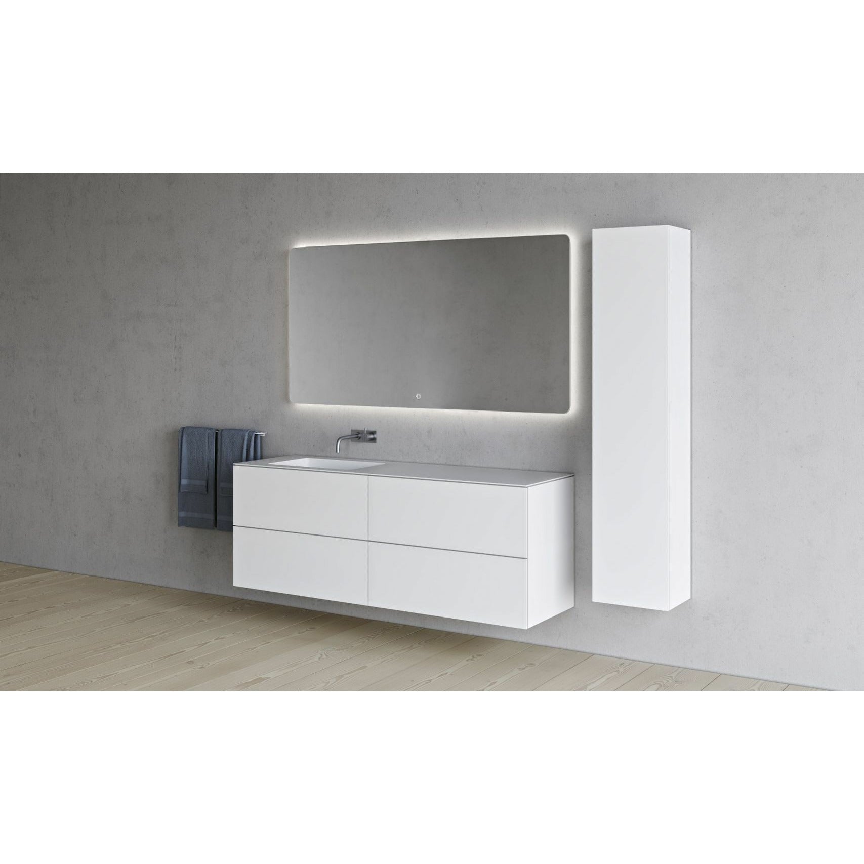 Copenhague Bath SQ2 Double armoire avec évier gauche, L160 cm