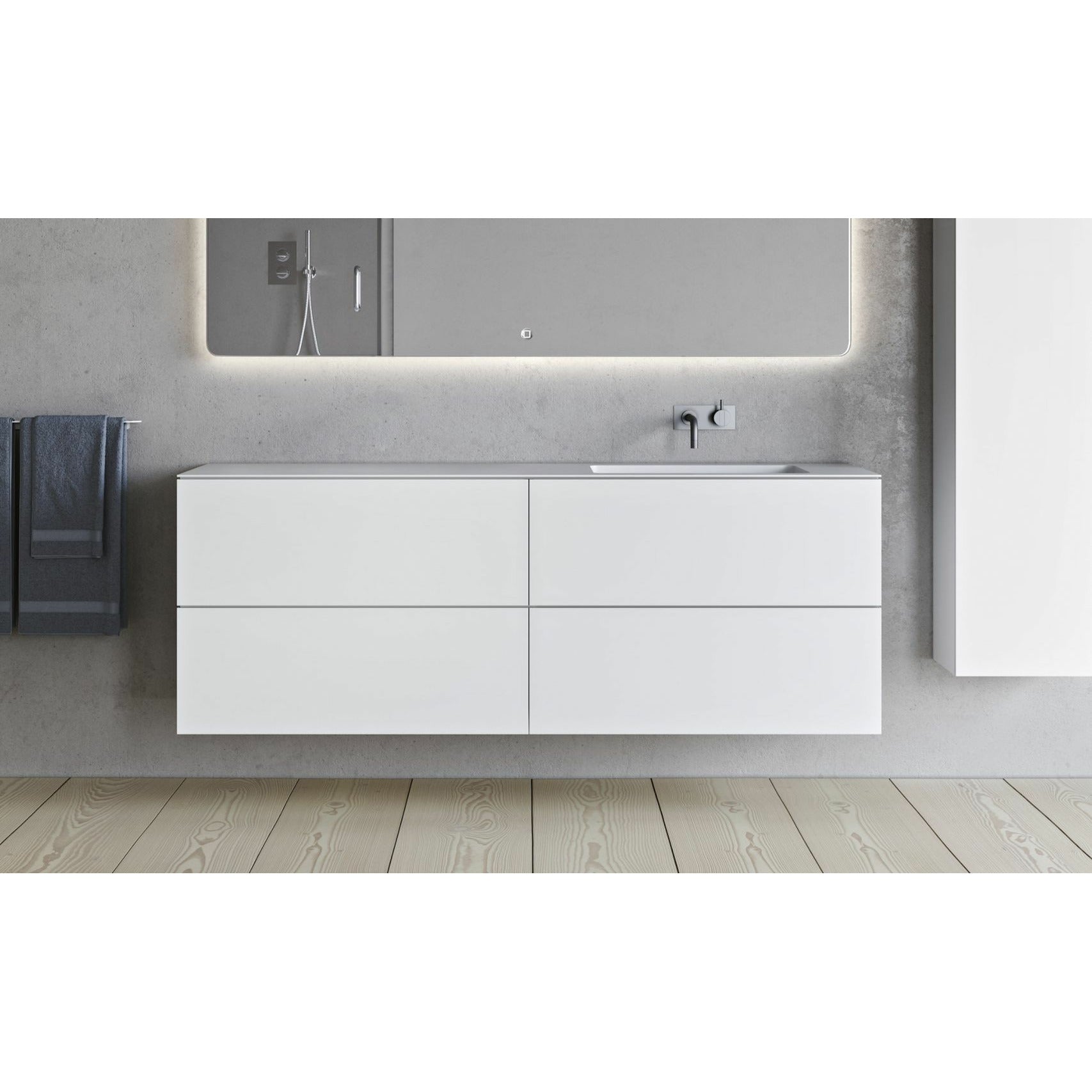 Copenhague Bath SQ2 Doble gabinete con lavado derecho, L160 cm