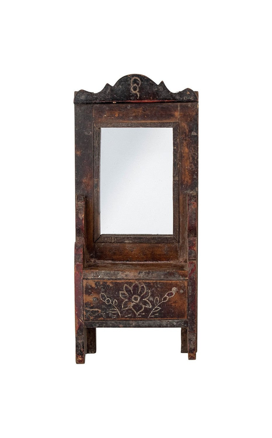 Collection créative Sehar Mirror avec étagère, marron, bois récupéré