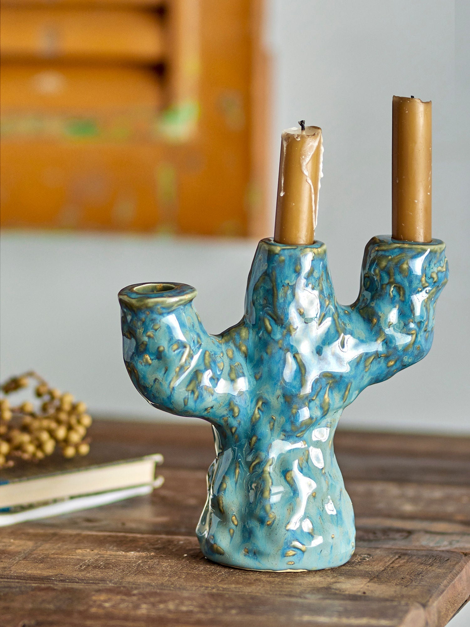 [product_category]-Creative Collection Tahoka Candle Holder, Blue, Stoneware-Creative Collection-5711173324767-82060817-BLO-4