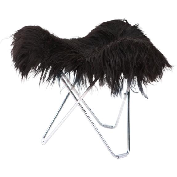 [product_category]-Cuero Iceland Flying Goose Stool, Wild Black/Chrome-Cuero-7340172614715-1471-CUE-1