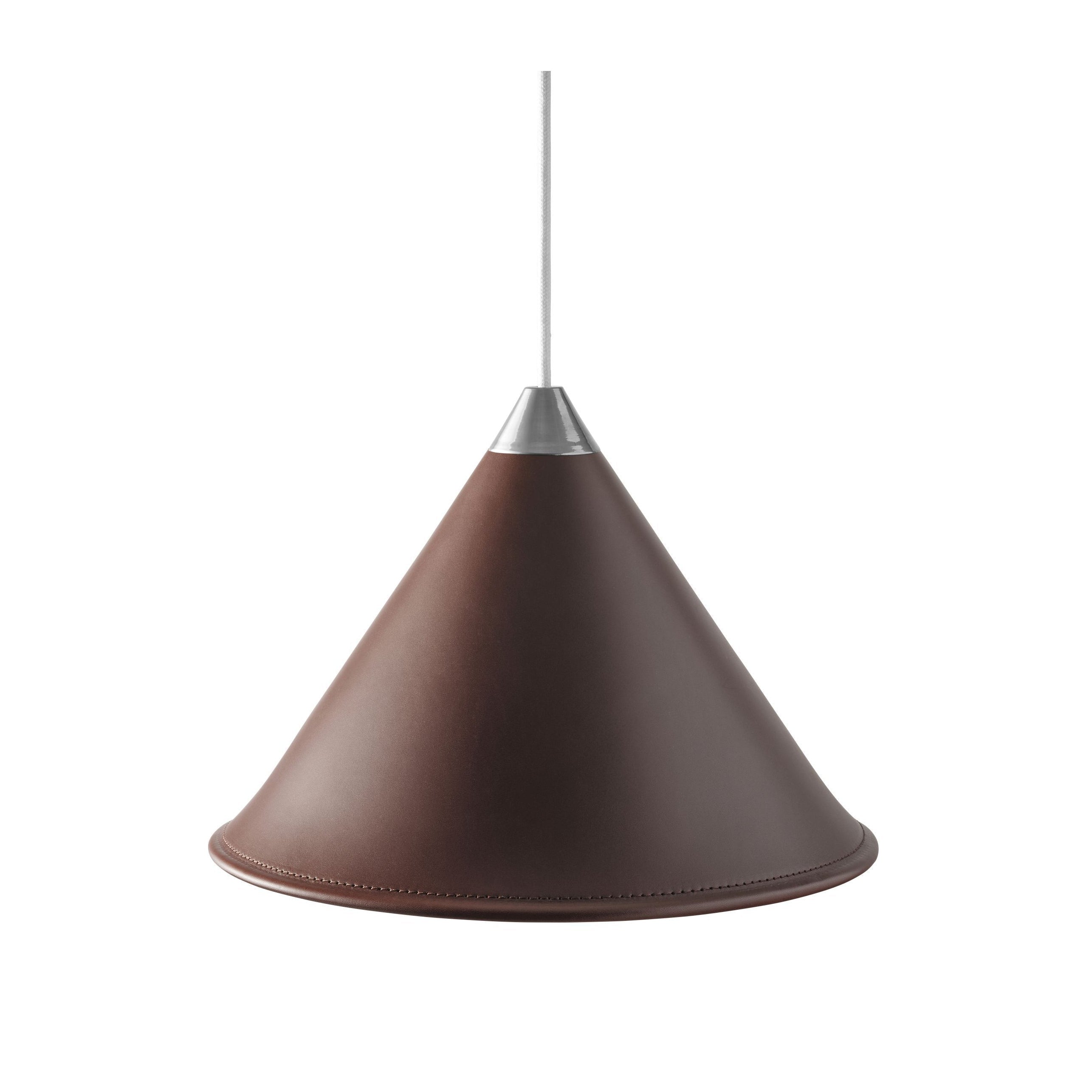 Cuero Namibia Pendant Ø 25 cm, chocolat / chrome avec câble blanc