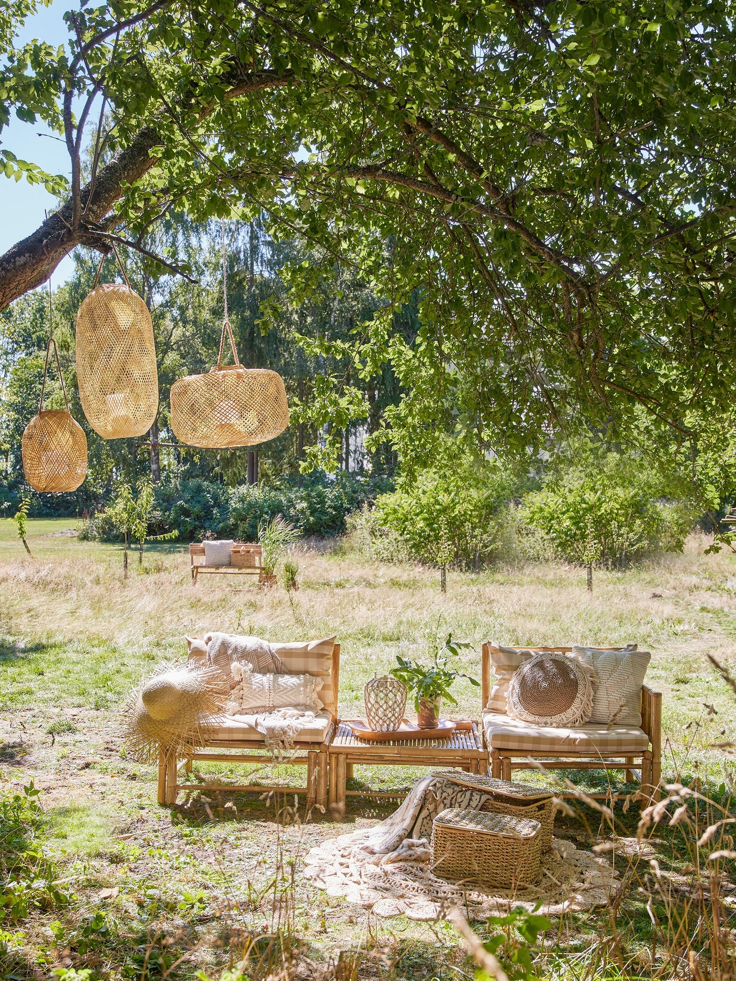 Bloomingville Musu Lantern avec verre, nature, bambou