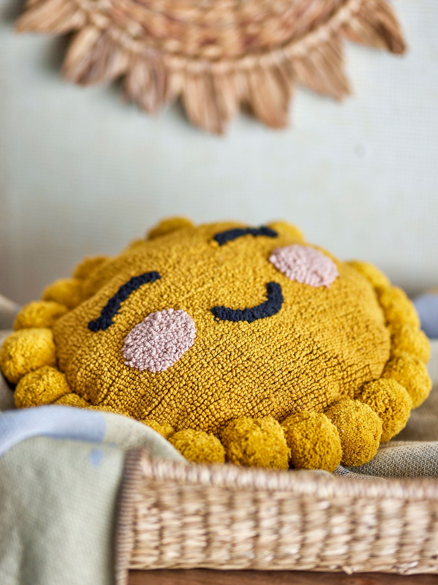 Bloomingville mini coussin Vigge, jaune, coton