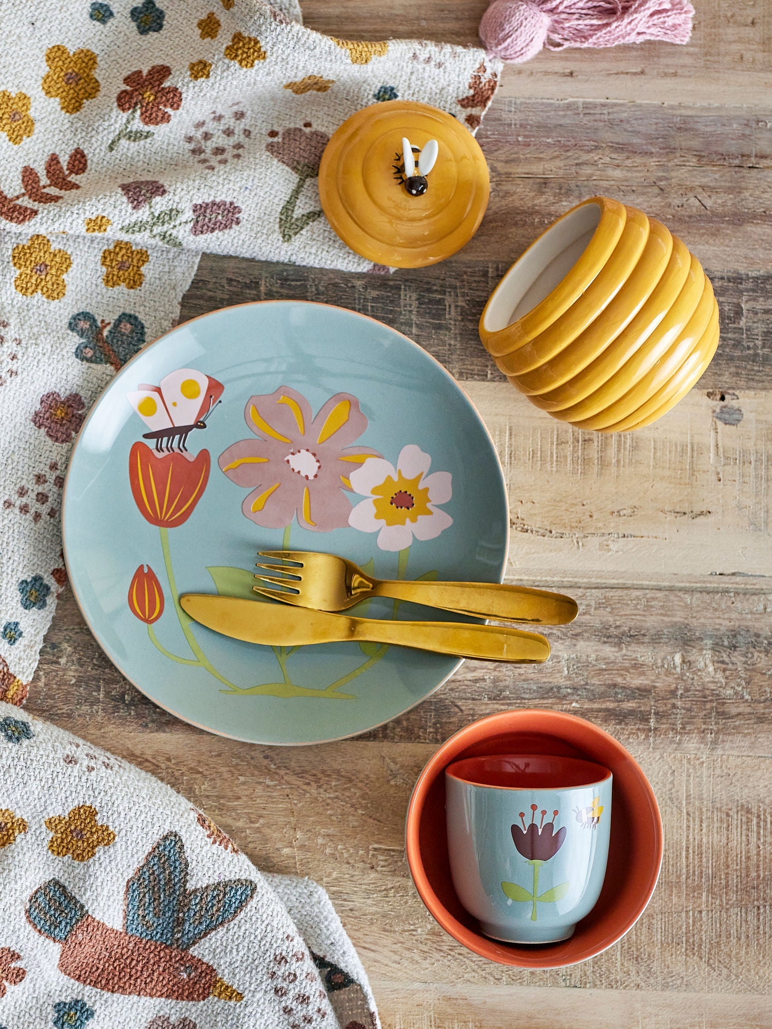 Bloomingville Mini Meadow Tableware -sæt, blåt, stentøj