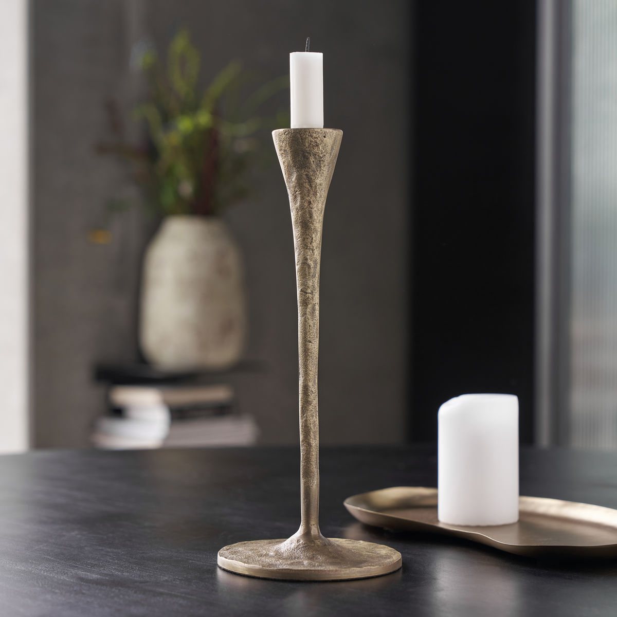 Huslæge Candle Holder, Hdstada, antik messing