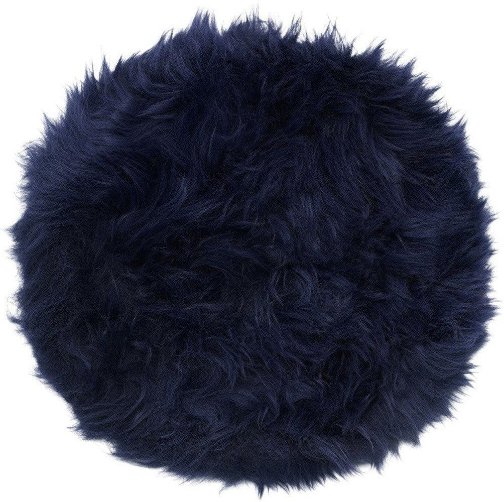 [product_category]-Dark blue genuine sheepskin chair pad | Round-Purple Bellerophon-darkblue-round-1