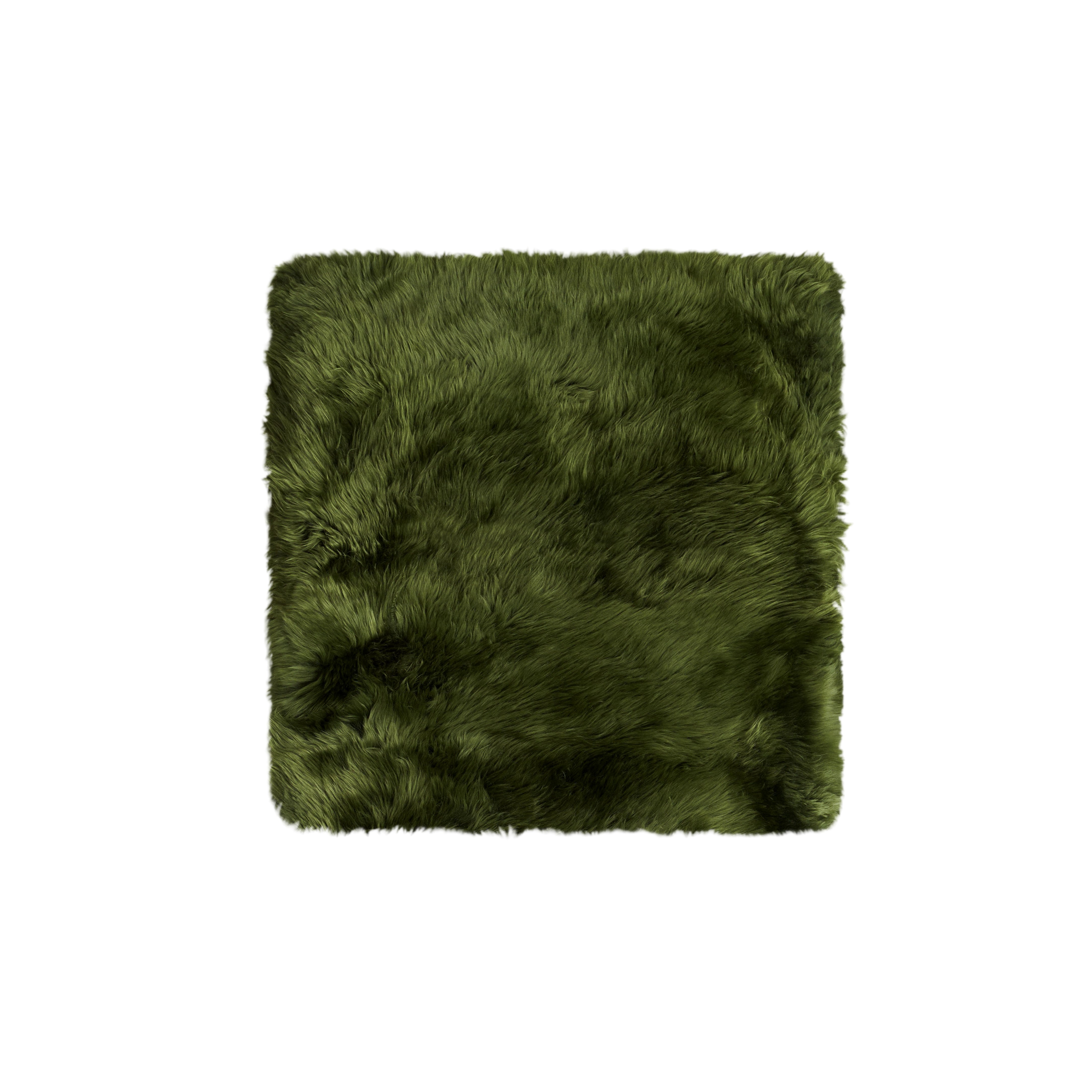 Green genuine sheepskin chair pad | Square