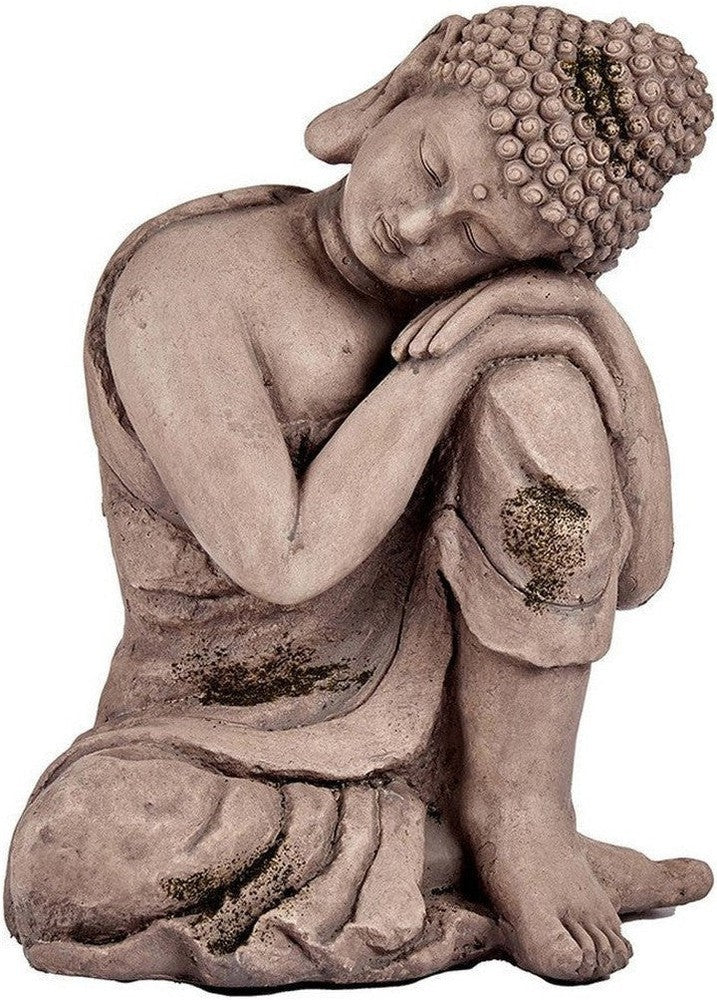 Figura de jardín decorativo Buda Poliresina gris (28,5 x 43,5 x 37 cm)