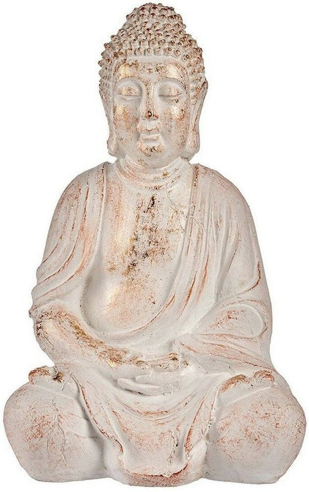 Dekorativ havefigur Buddha White/Gold Polyresin (24,5 x 50 x 31,8