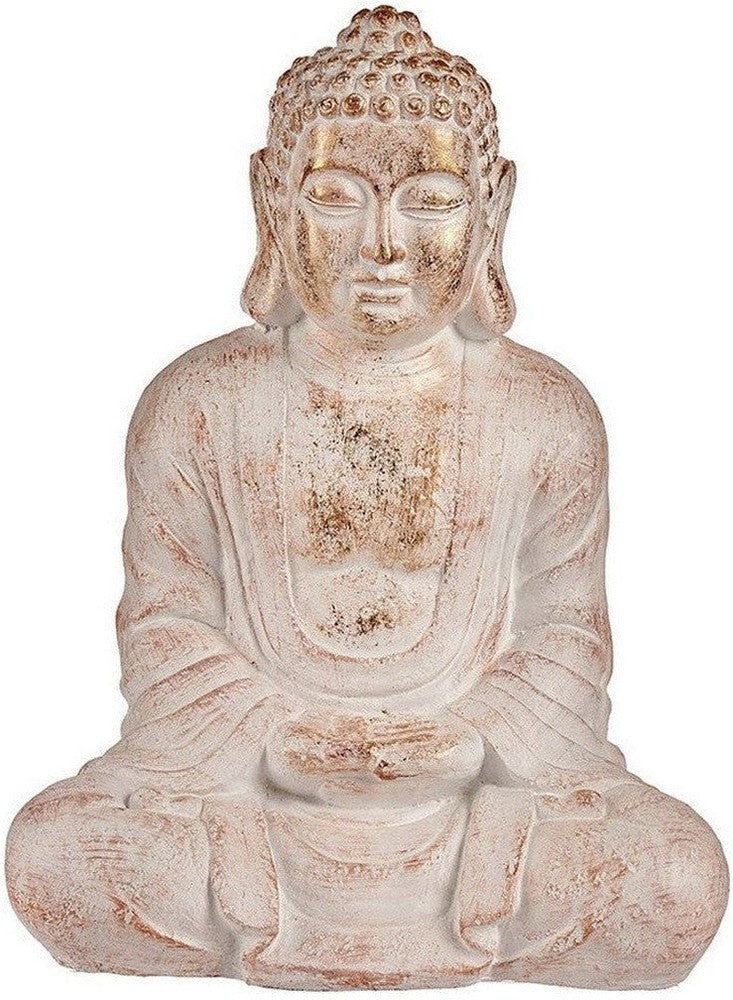 Figura do jardim decorativo Buda Branca/Polyresina Dourada (25 x 57 x 42,5