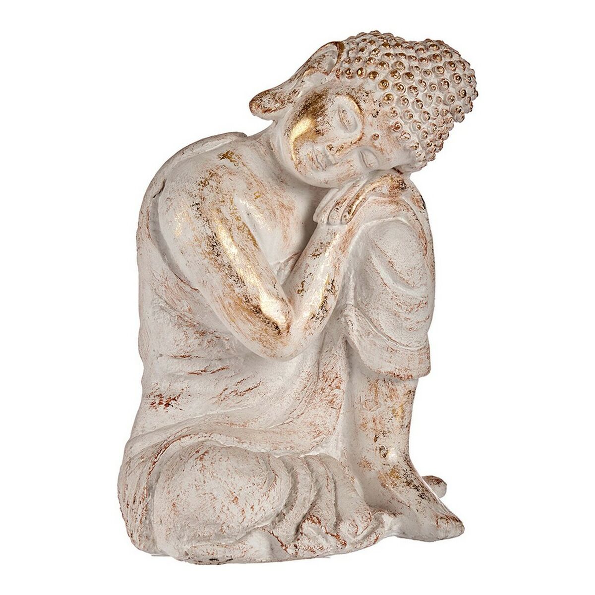 [product_category]-Decorative Garden Figure Buddha White/Gold Polyresin (28,5 x 43,5 x 37-Bigbuy-S3610546-2