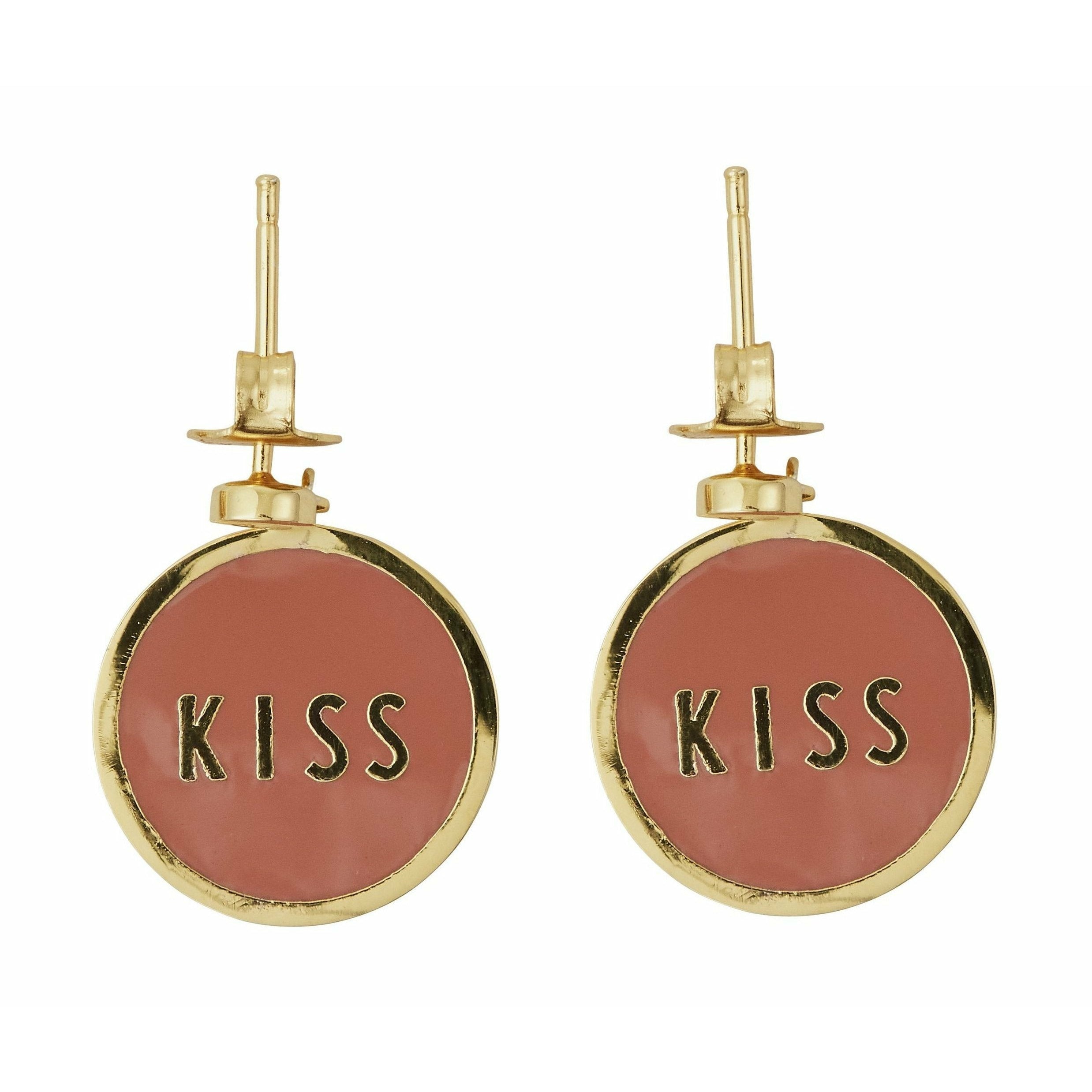 [product_category]-Design Letters Candy Disc Earring's Kiss Brass Gold Platted, Red-Design Letters-5710498189327-90403008ARKISS-DES-1