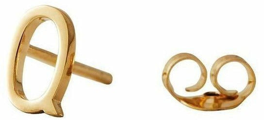 Designbuchstaben Ohrring mit Buchstaben, Gold, q