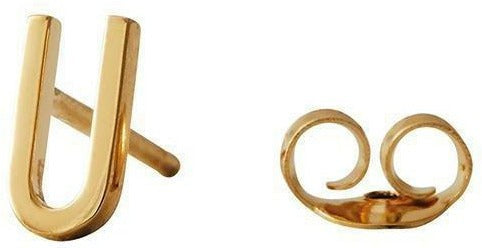 Design Letters Earring With Letter, Gold, U